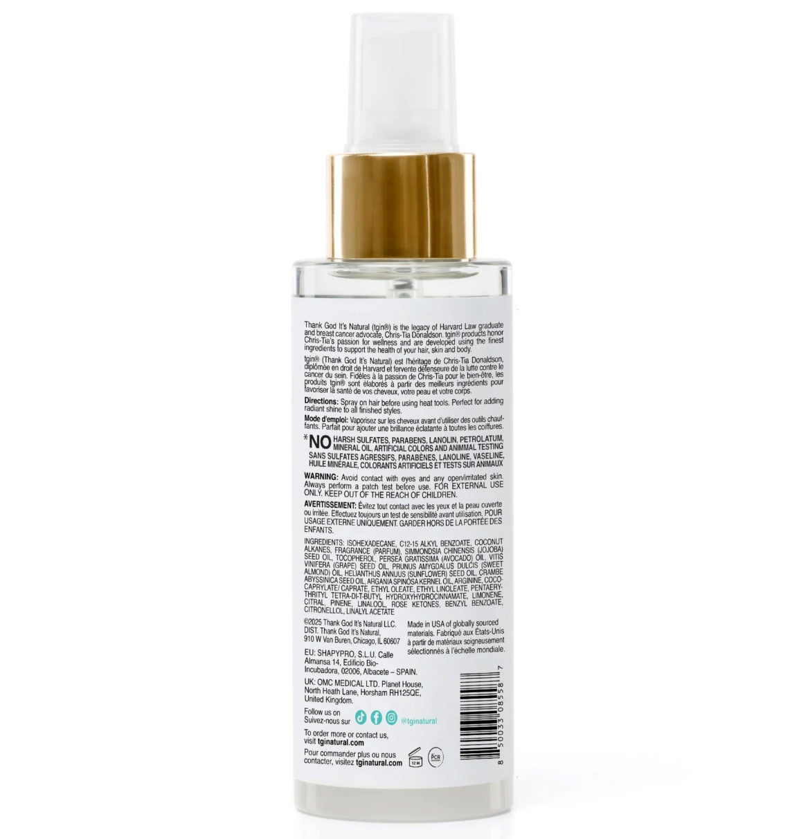 TGIN Miracle Styling 3-N-1 Heat Protectant Spray (4 oz)