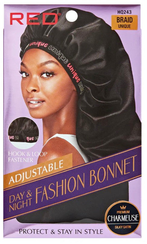 RED Adjustable Day & Night Fashion Hair Bonnet