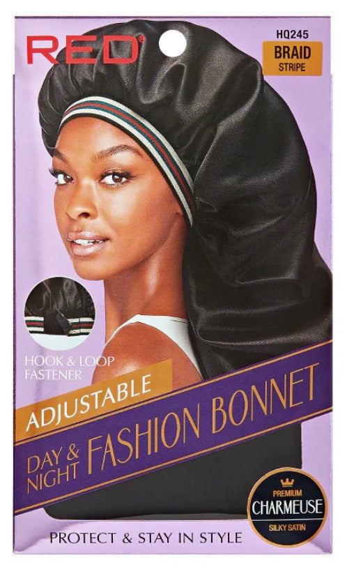 RED Adjustable Day & Night Fashion Hair Bonnet