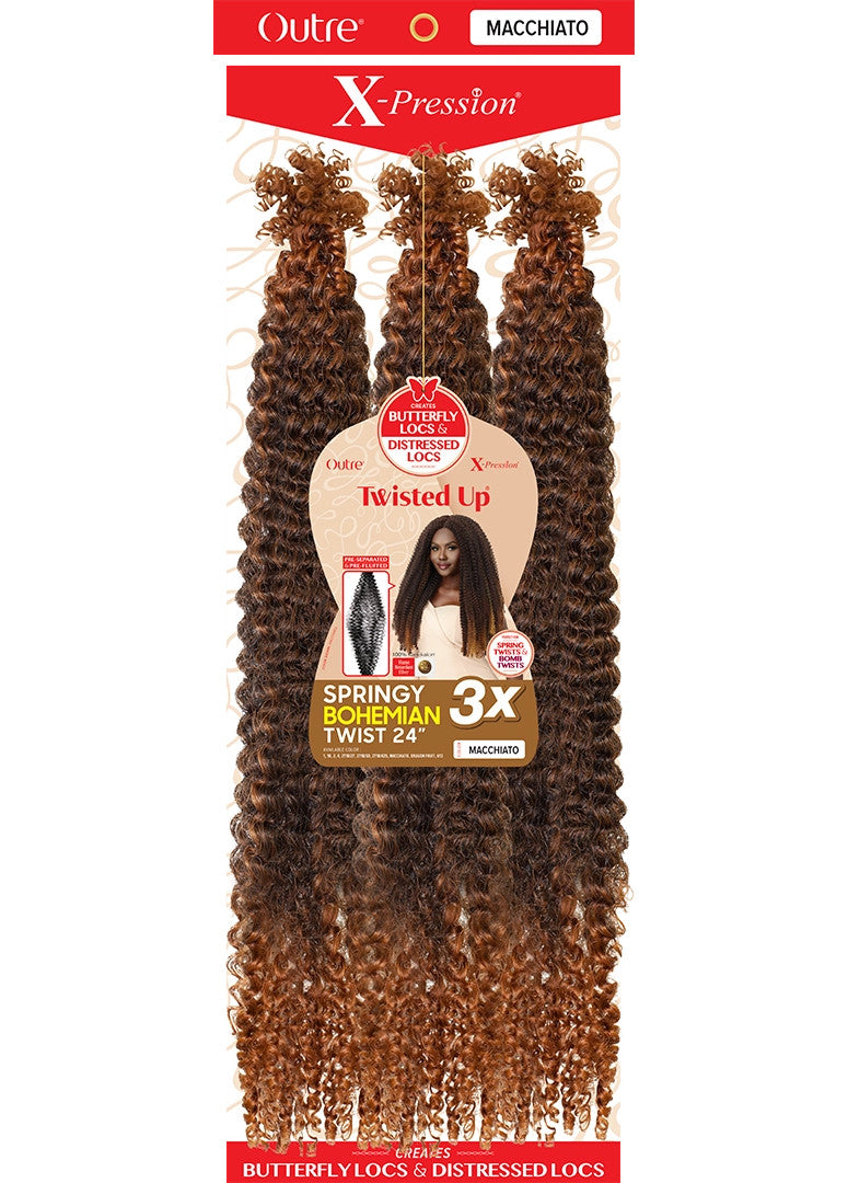 OUTRE X-Pression Twisted Up Crochet Braid - 3X Springy Bohemian Twist 24"