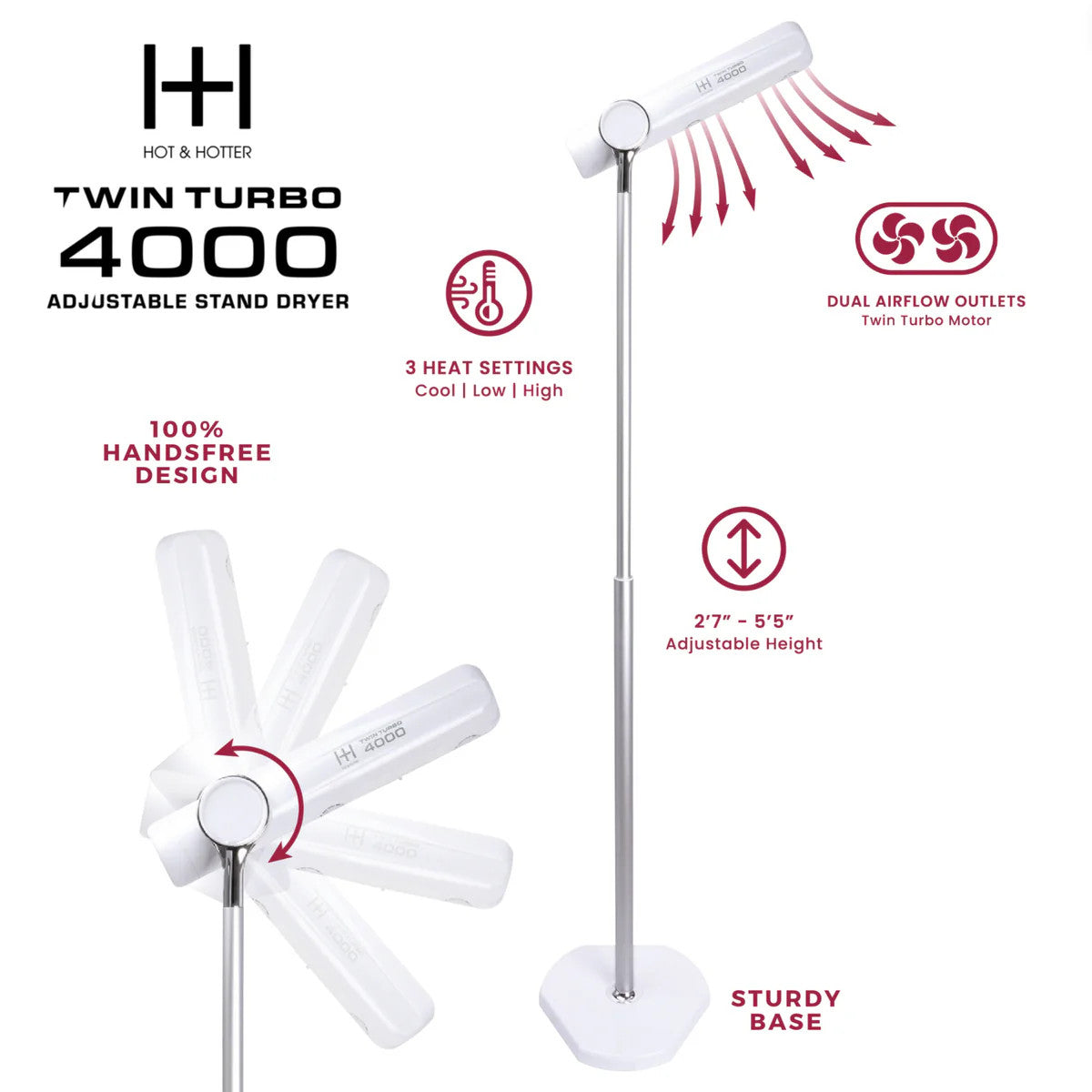 Annie Hot & Hotter Twin Turbo 4000 Adjustable Stand Dryer