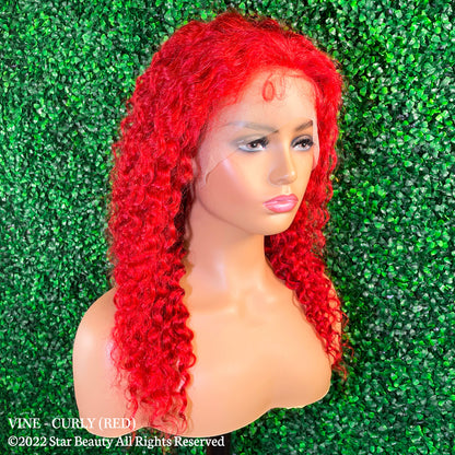 Vine Reserve Mink Brazilian 100% Human Remy HD 13x4 Lace Wig - V Curly (20"-26") [Red]