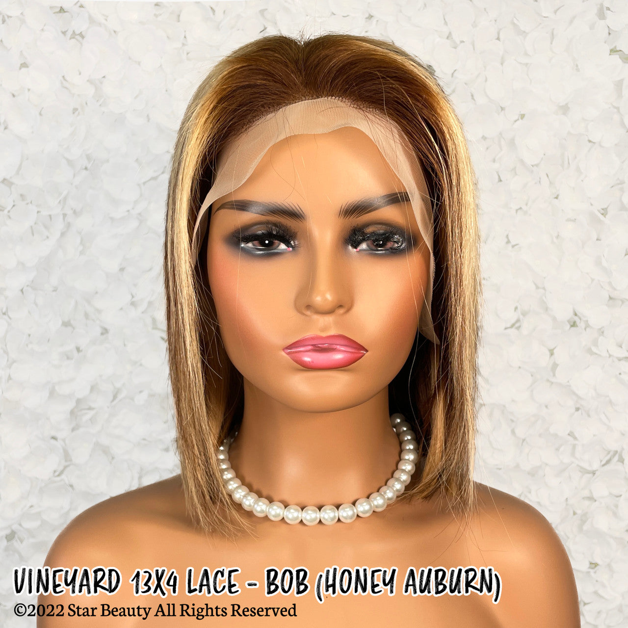 VINEYARD 100% Virgin Remy Human Hair 13x4 Lace Wig - Bob (Honey Auburn)