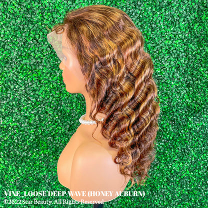 Vine Reserve Mink Brazilian 100% Human Remy HD 13x4 Lace Wig - Loose Deep (20"-22") [Honey Auburn]