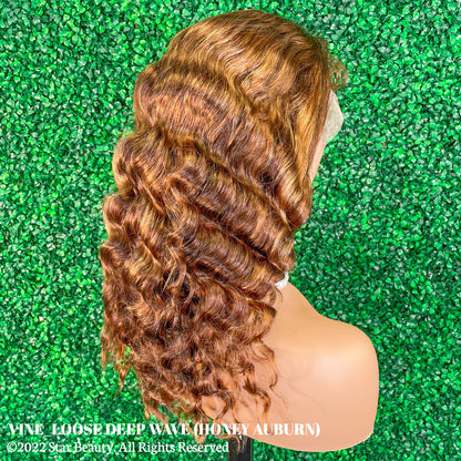 Vine Reserve Mink Brazilian 100% Human Remy HD 13x4 Lace Wig - Loose Deep (20"-22") [Honey Auburn]