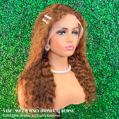 Vine Reserve Mink Brazilian 100% Human Remy HD 13x4 Lace Wig - Wet & Wavy (20"-22") [Honey Auburn]
