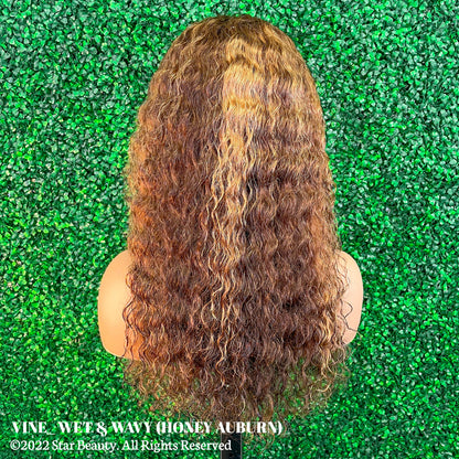 Vine Reserve Mink Brazilian 100% Human Remy HD 13x4 Lace Wig - Wet & Wavy (20"-22") [Honey Auburn]