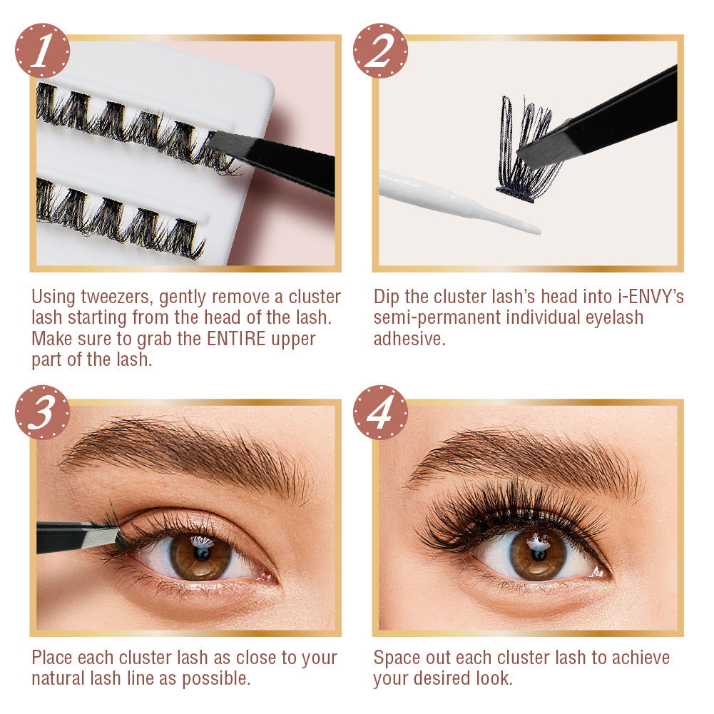 VLuxe CC & DD Curl Faux Mink Lash Clusters (12–16mm) DIY Lash Extensions