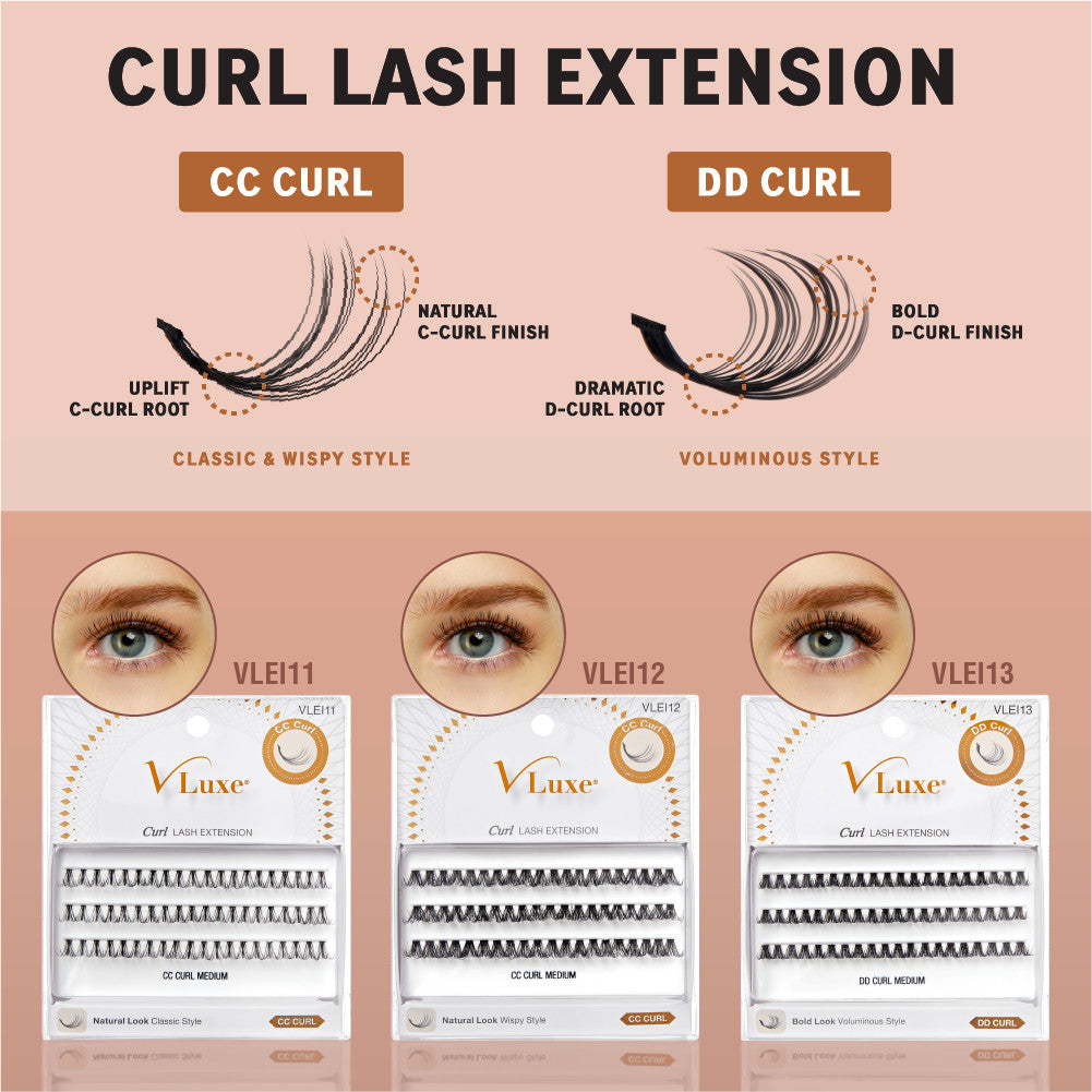 VLuxe CC & DD Curl Faux Mink Lash Clusters (12–16mm) DIY Lash Extensions