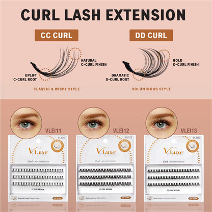 VLuxe CC & DD Curl Faux Mink Lash Clusters (12–16mm) DIY Lash Extensions