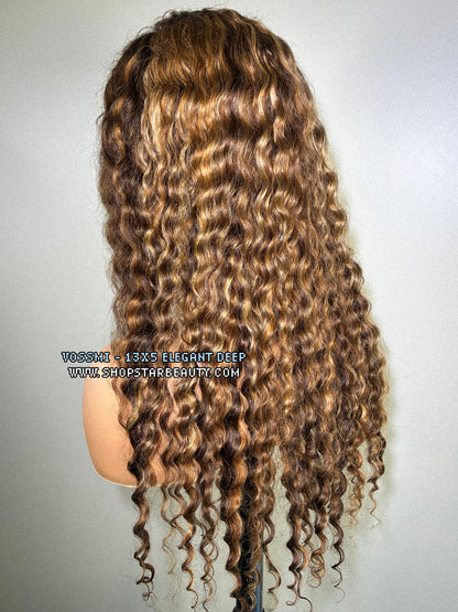 VOSSMI 100% Unprocessed Human Hair Wet & Wavy 13X5 Lace Wig - Deep Wave (16"-28") #P42730