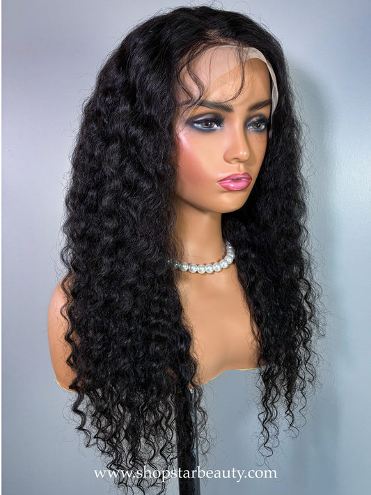 VOSSMI 100% Unprocessed Human Hair Wet & Wavy 13x5 Lace Wig - Deep Wave (16"-28") #Natural