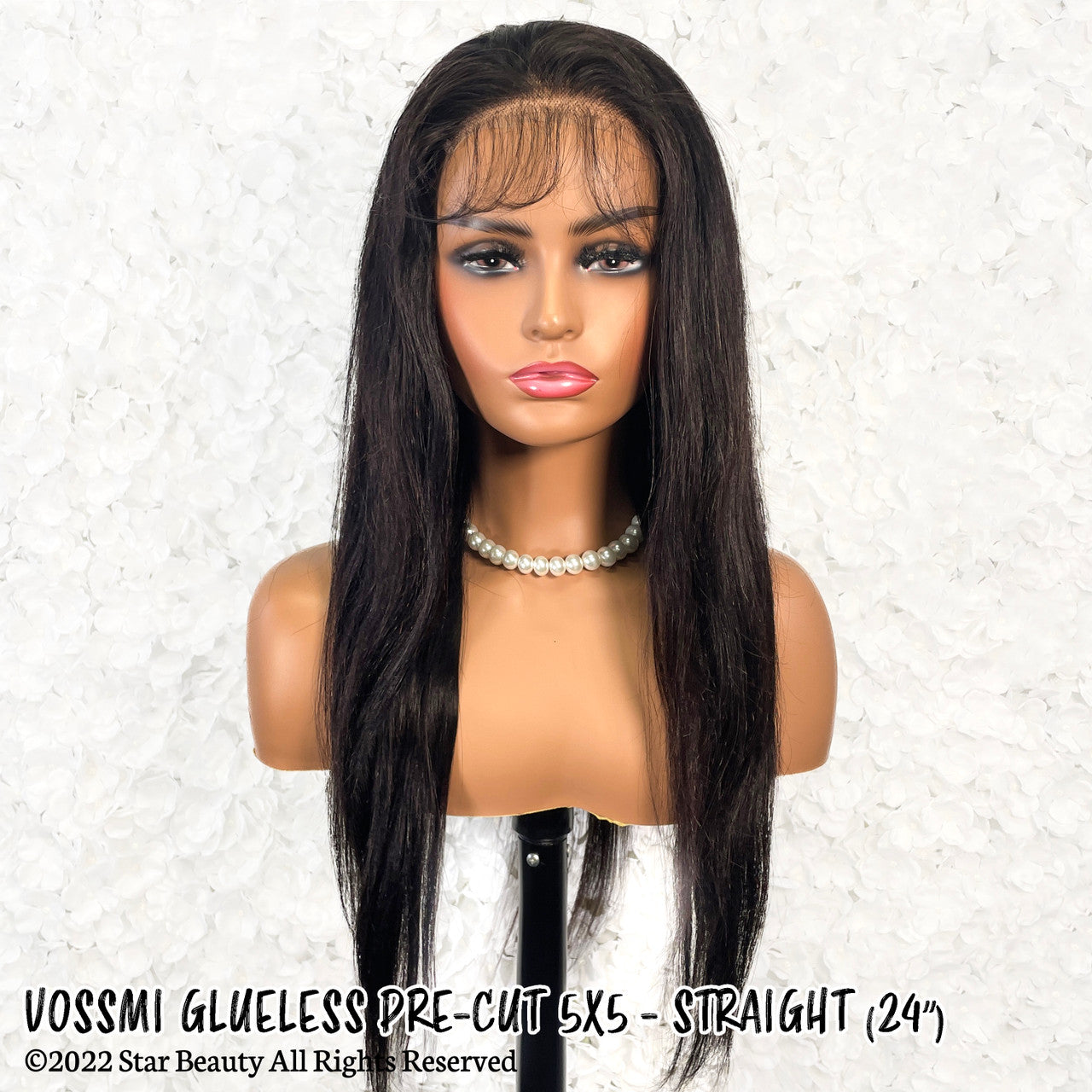 VOSSMI 100% Unprocessed Human Hair Glueless 5x5 HD Melting Pre-Cut Lace Wig - Straight (16"-24")