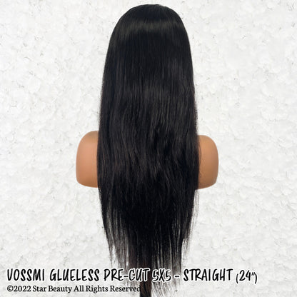 VOSSMI 100% Unprocessed Human Hair Glueless 5x5 HD Melting Pre-Cut Lace Wig - Straight (16"-24")