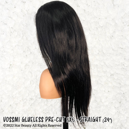 VOSSMI 100% Unprocessed Human Hair Glueless 5x5 HD Melting Pre-Cut Lace Wig - Straight (16"-24")