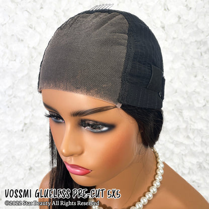 VOSSMI 100% Unprocessed Human Hair Glueless 5x5 HD Melting Pre-Cut Lace Wig - Straight (16"-24")