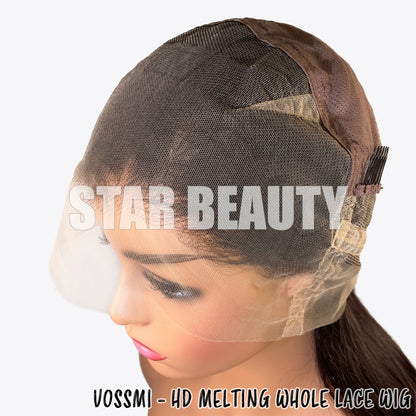 VOSSMI 100% Unprocessed Human Hair Whole Lace Wig - Straight