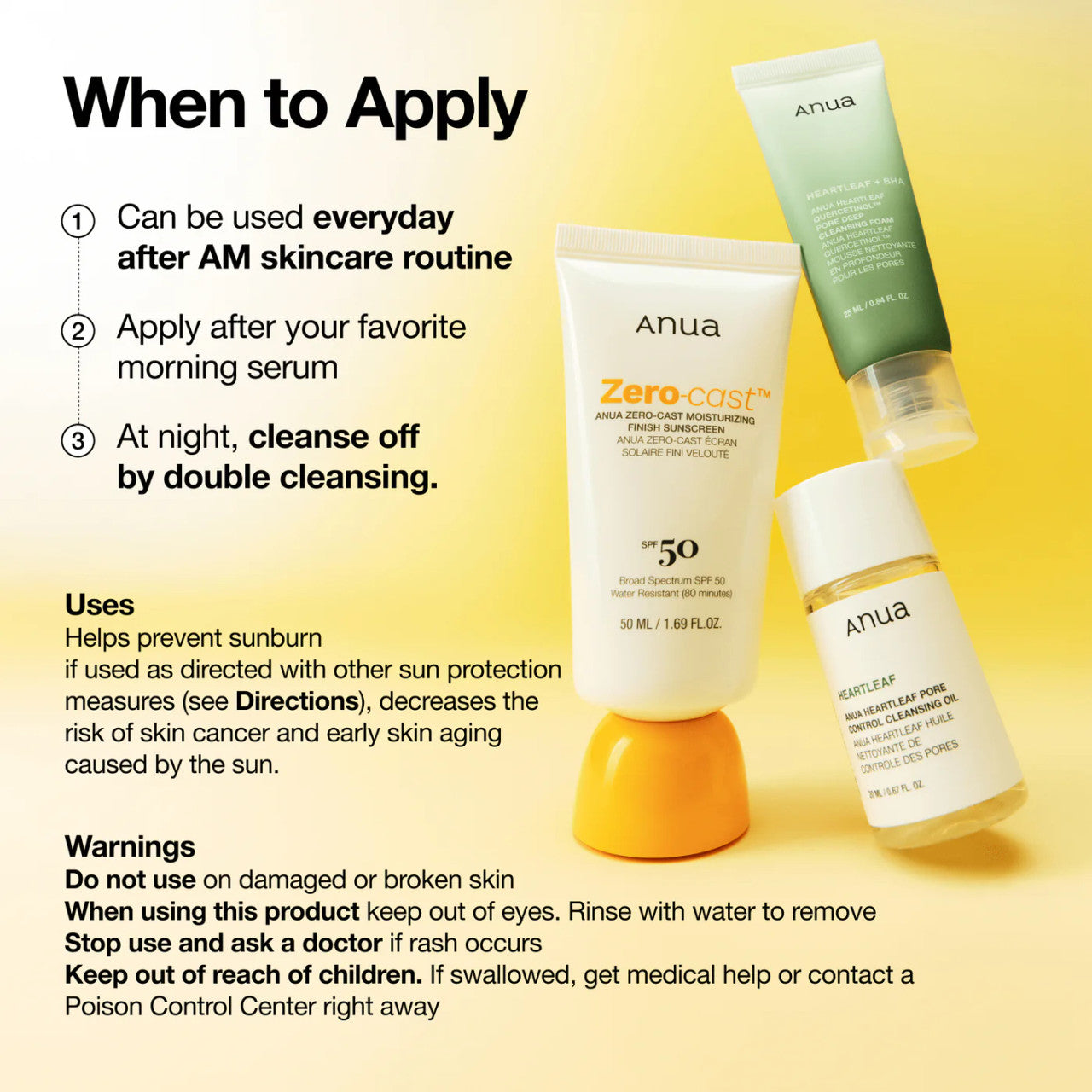 Anua Zero-Cast Moisturizing Finish Sunscreen SPF 50 (1.69oz)