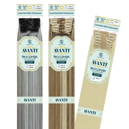 Hair Couture 100% Human Hair Blend Extensions AVANTI 9 piece Clip-In
