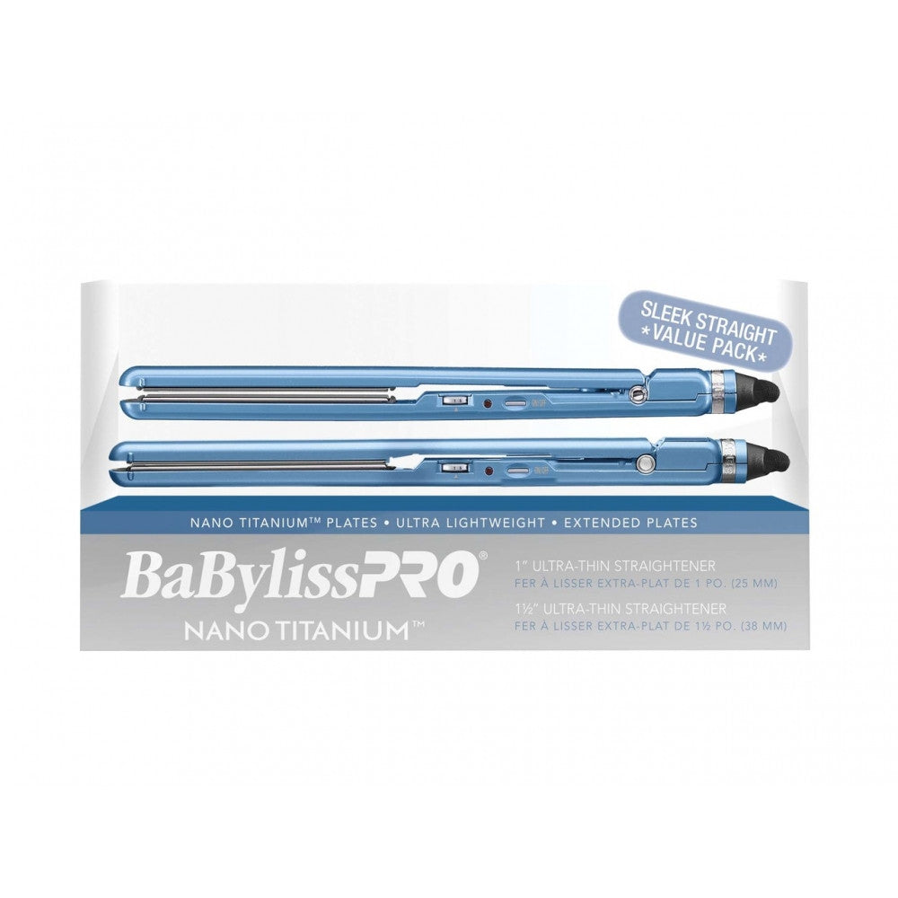 BaBylissPRO Nano Titanium 1" and 1.5" Ultra Thin Flat Irons Set