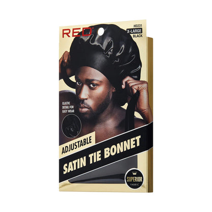 RED Adjustable Satin Tie Bonnet (X-Large & Braid Sizes) - product image 7