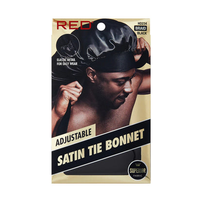 RED Adjustable Satin Tie Bonnet (X-Large & Braid Sizes) - product image 9