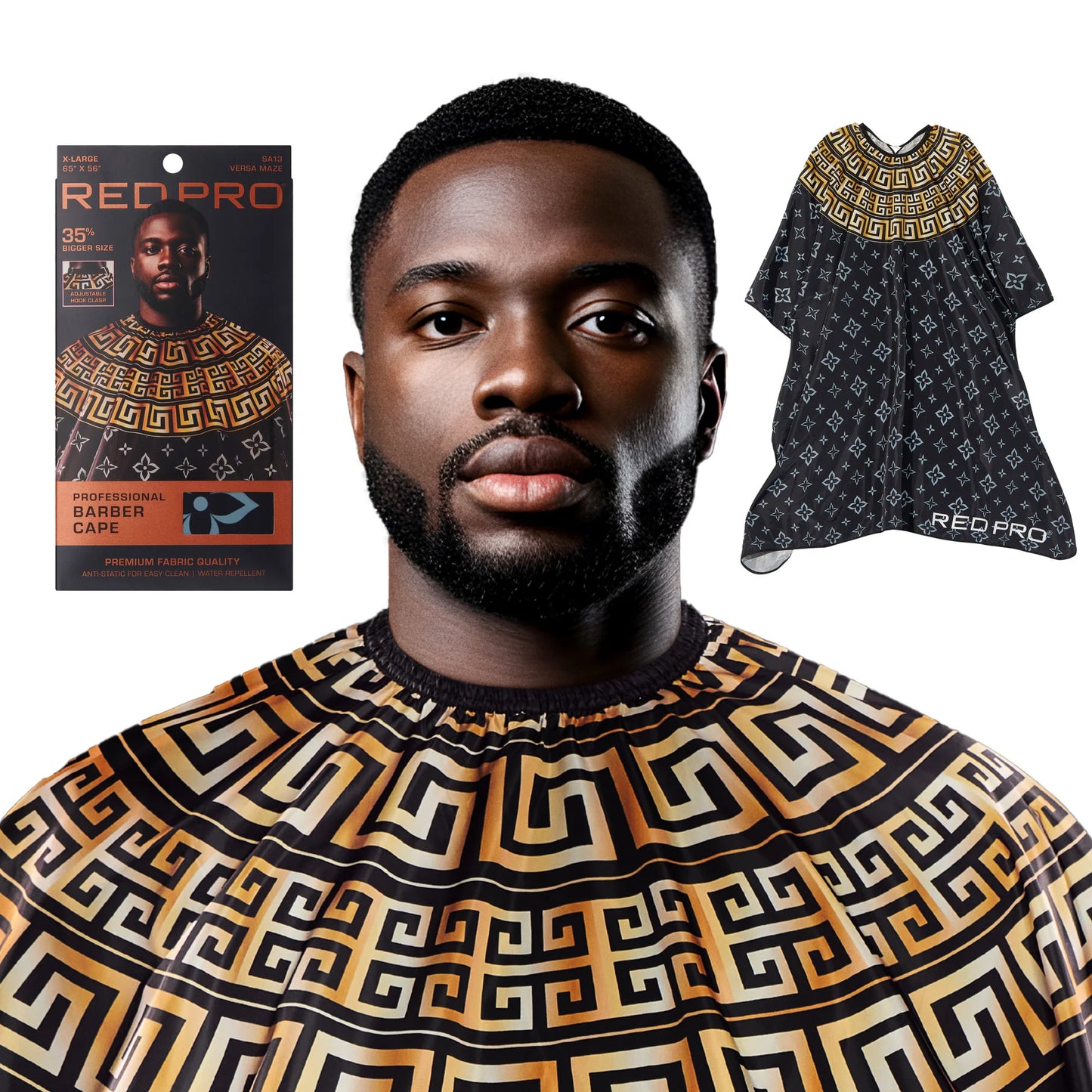 RED Professional  Water-Resistant Barber Cape - Variant Versa Maze
