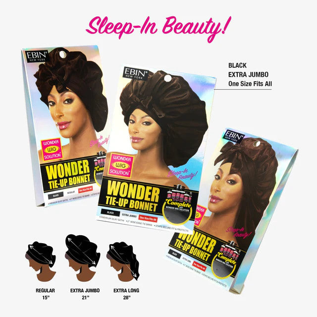 EBIN Wonder Wig Tie-Up Bonnet (Black) - product image 4