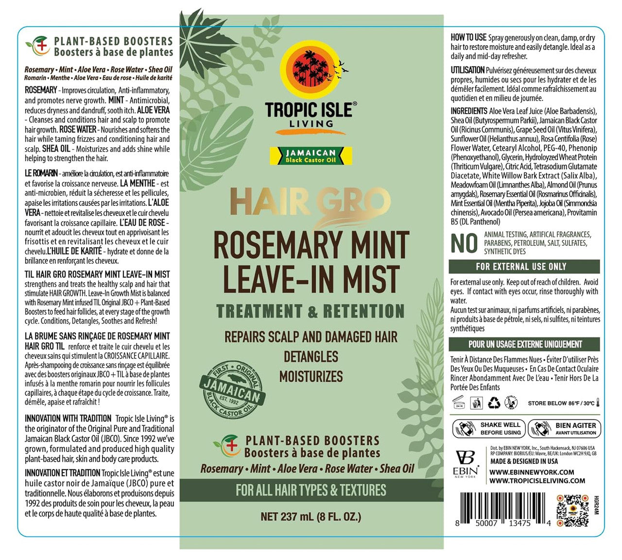 Tropic Isle Living Rosemary Mint Leave-In Conditioner (8oz) - product image 6