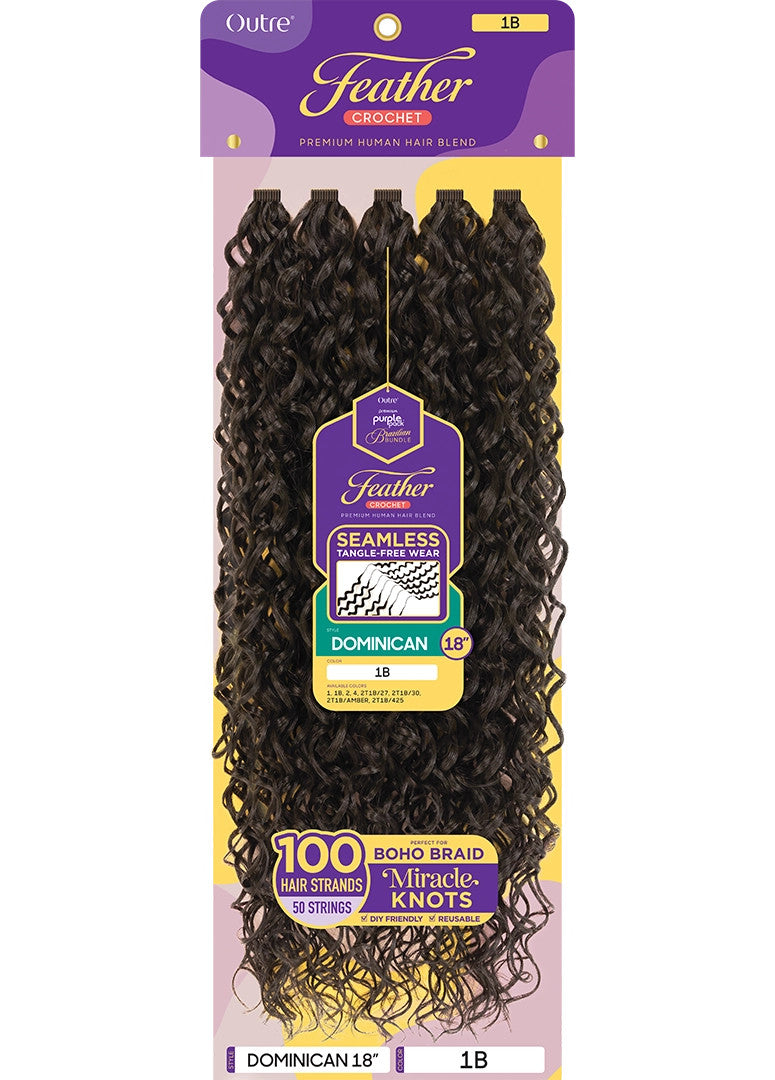 OUTRE Purple Pack Brazilian Feather Crochet - Dominican 18"