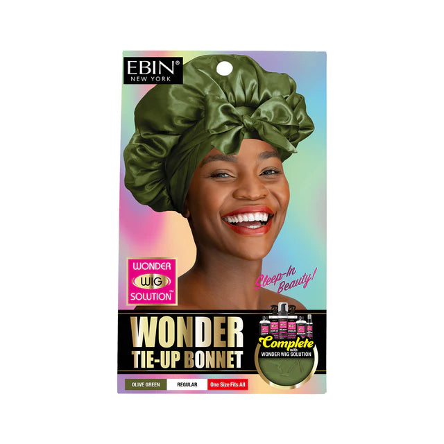 EBIN Wonder Wig Tie-Up Bonnet (Olive) - Variant Regular