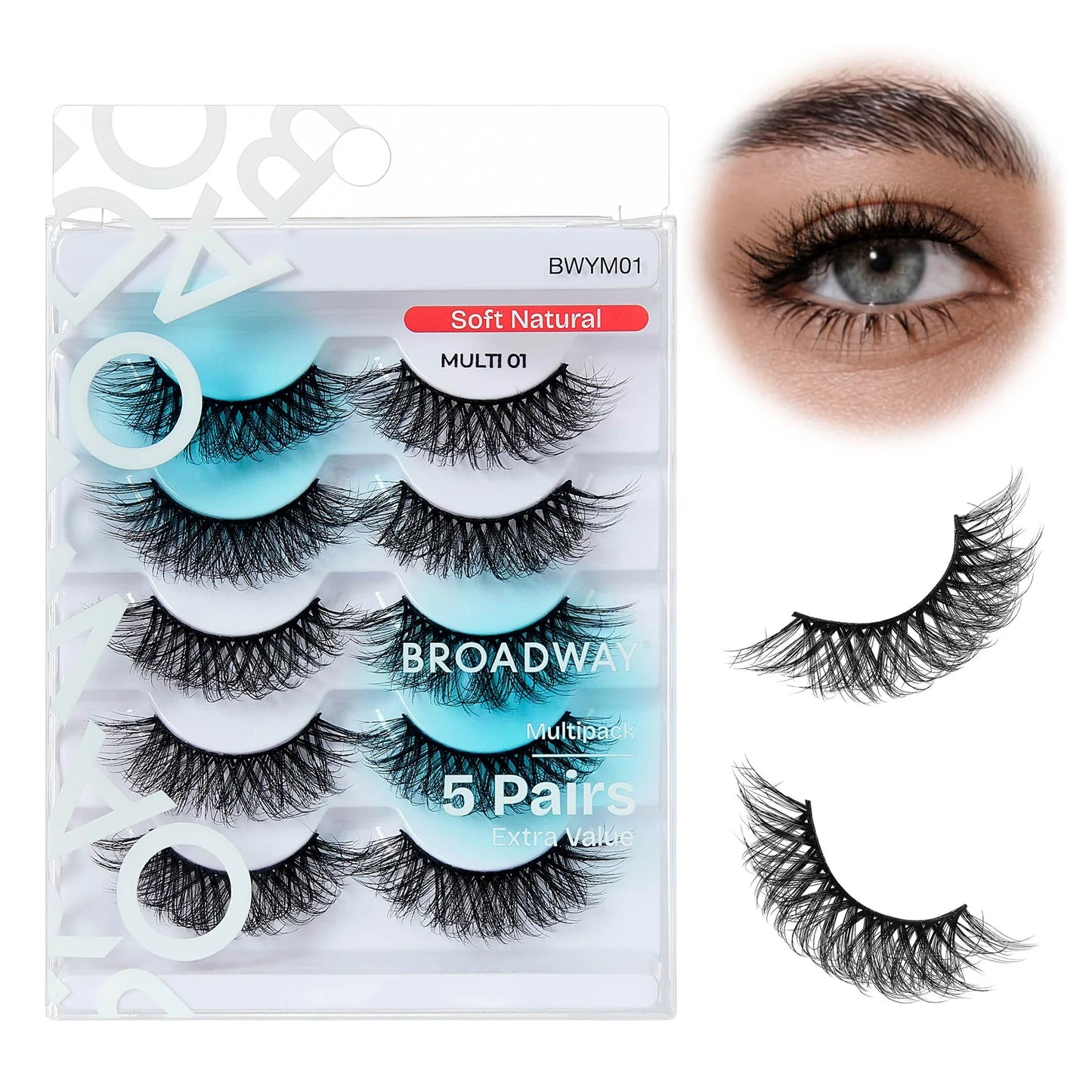KISS Broadway Faux Mink Wispy Volume 5D Lashes 5 Pair Multipack - Variant BWYM 01