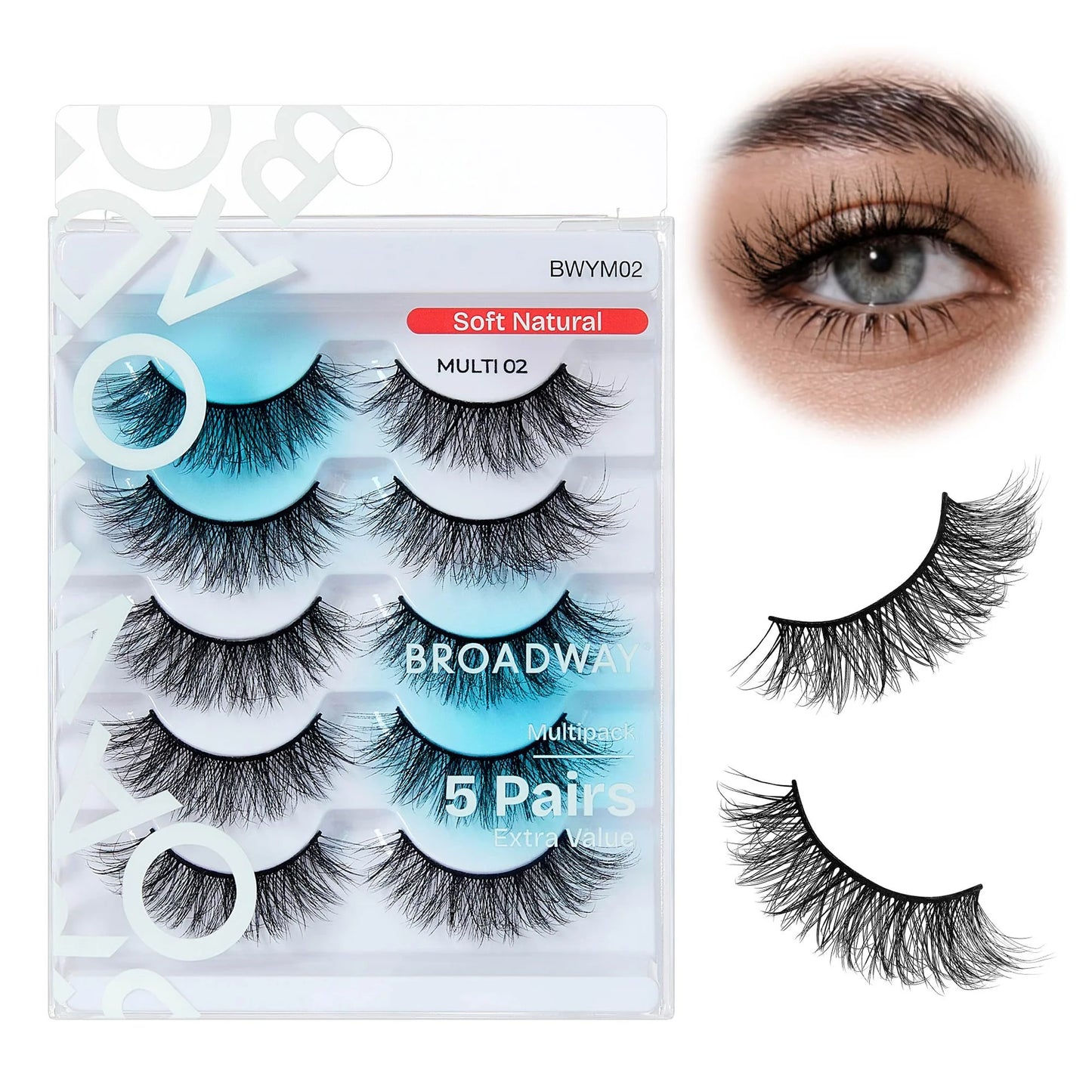 KISS Broadway Faux Mink Wispy Volume 5D Lashes 5 Pair Multipack - Variant BWYM 02