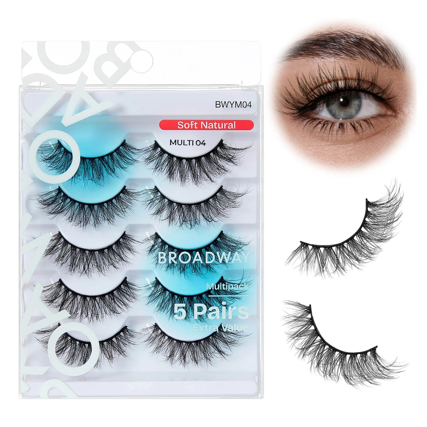 KISS Broadway Faux Mink Wispy Volume 5D Lashes 5 Pair Multipack - Variant BWYM 04