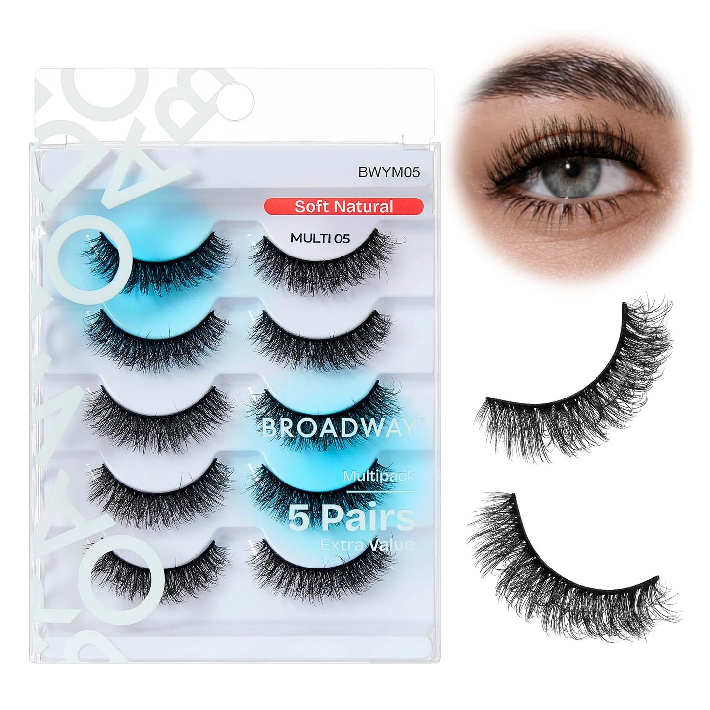 KISS Broadway Faux Mink Wispy Volume 5D Lashes 5 Pair Multipack - Variant BWYM 05