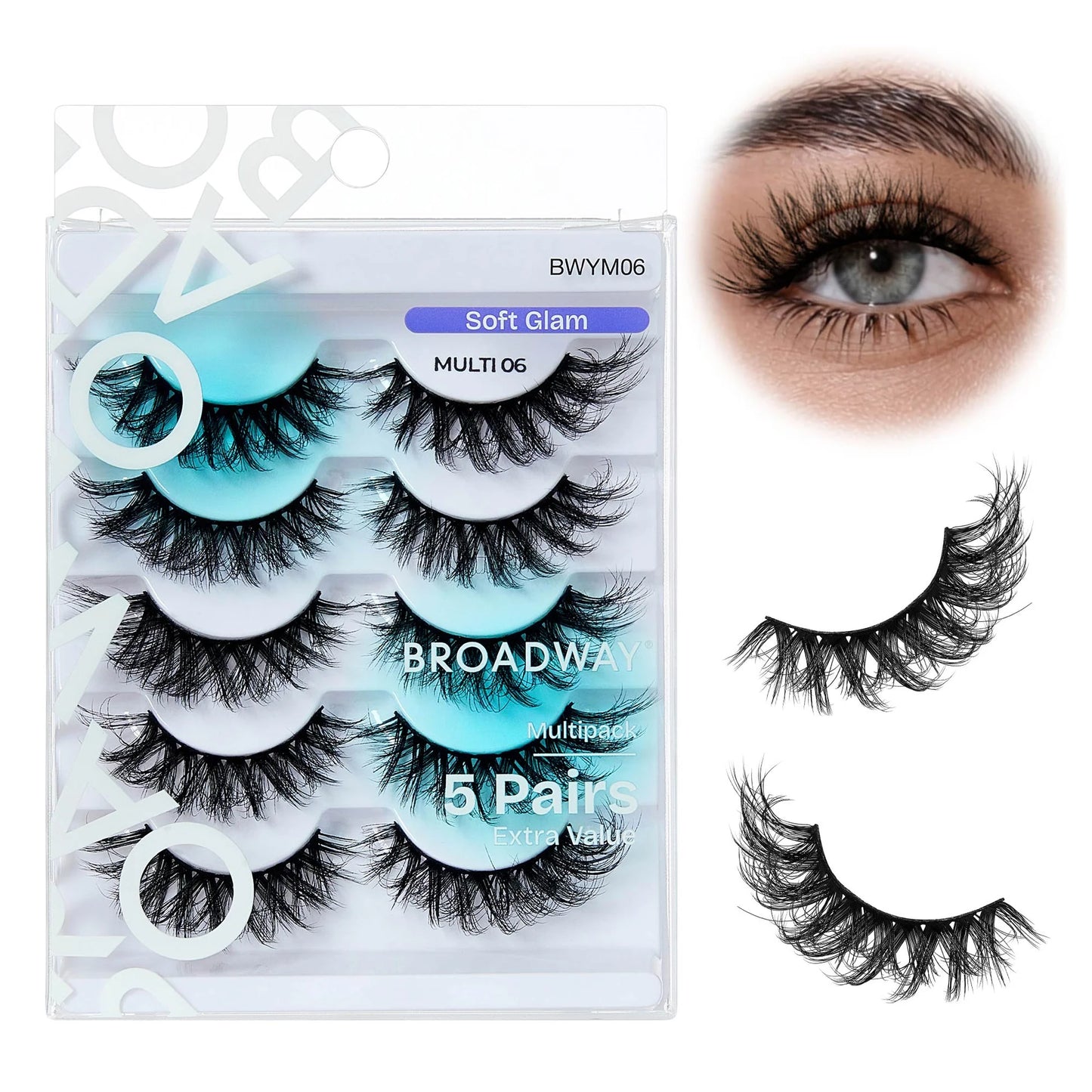 KISS Broadway Faux Mink Wispy Volume 5D Lashes 5 Pair Multipack - Variant BWYM 06