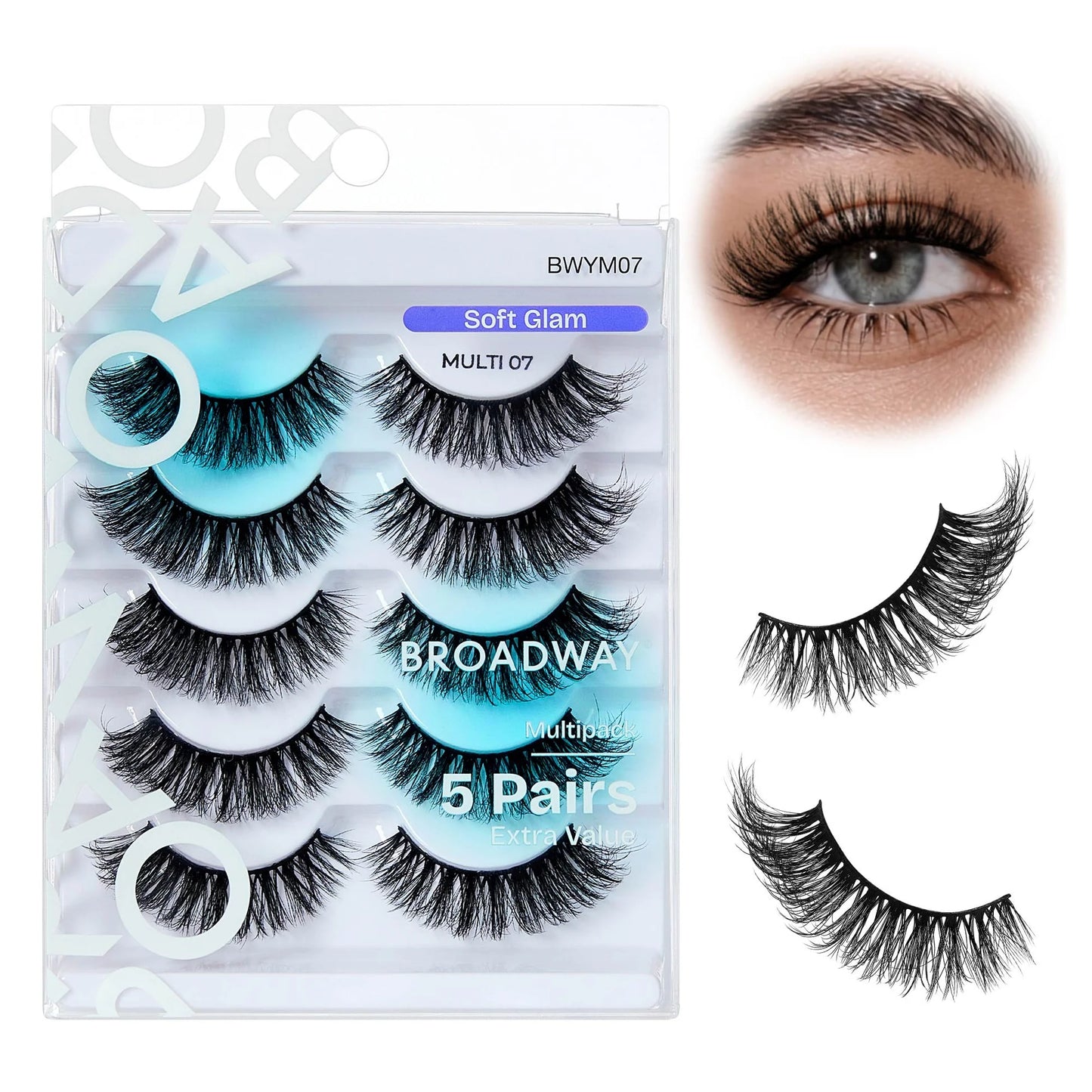 KISS Broadway Faux Mink Wispy Volume 5D Lashes 5 Pair Multipack - Variant BWYM 07