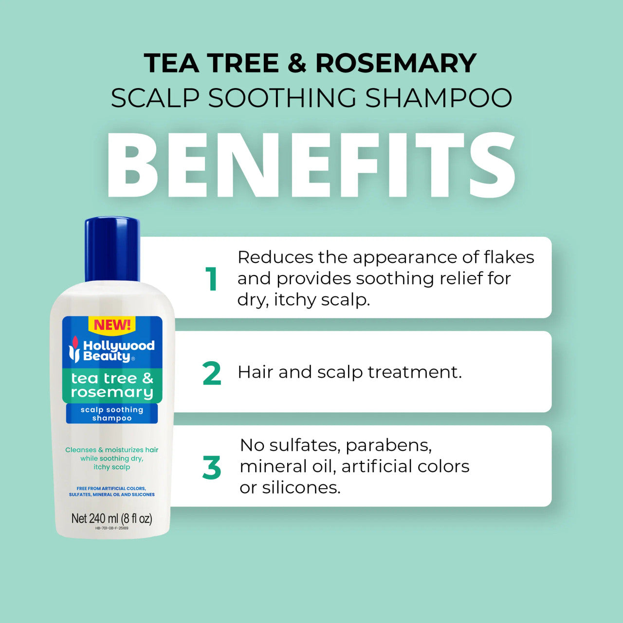 Hollywood Beauty Tea Tree & Rosemary Scalp Soothing Shampoo (8oz) - product image 5