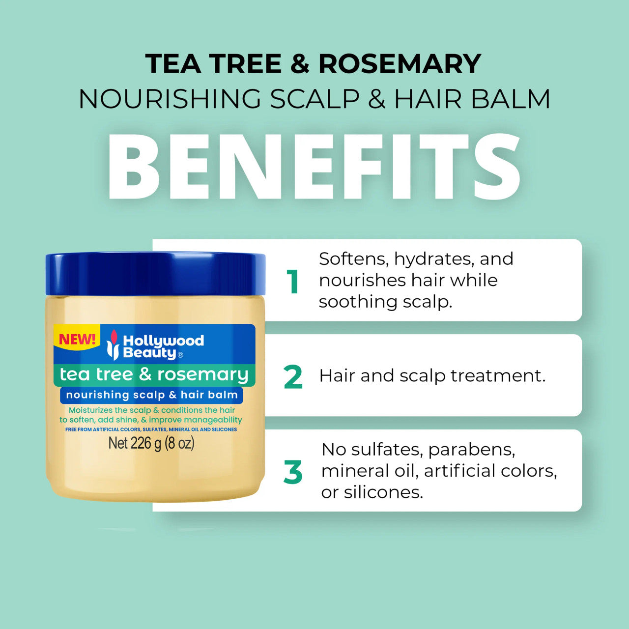 Hollywood Beauty Tea Tree & Rosemary Nourishing Scalp & Hair Balm (8oz) - product image 3