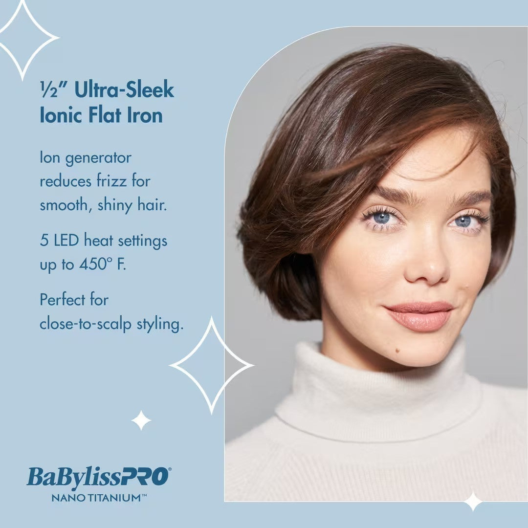 BabylissPRO Nano Titanium 1/2'' Ultra Thin Ionic Flat Iron - product image 4