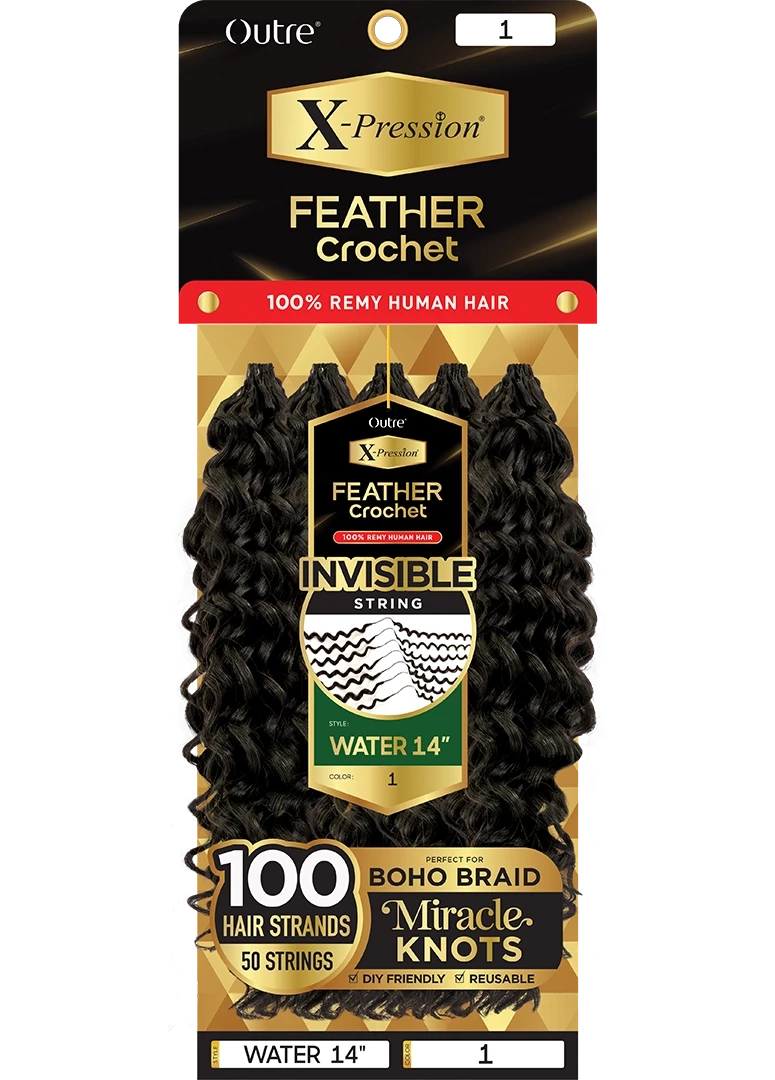 OUTRE X-Pression Human Feather Crochet - Water (14"-18")