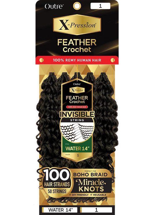 OUTRE X-Pression Human Feather Crochet - Water (14"-18")