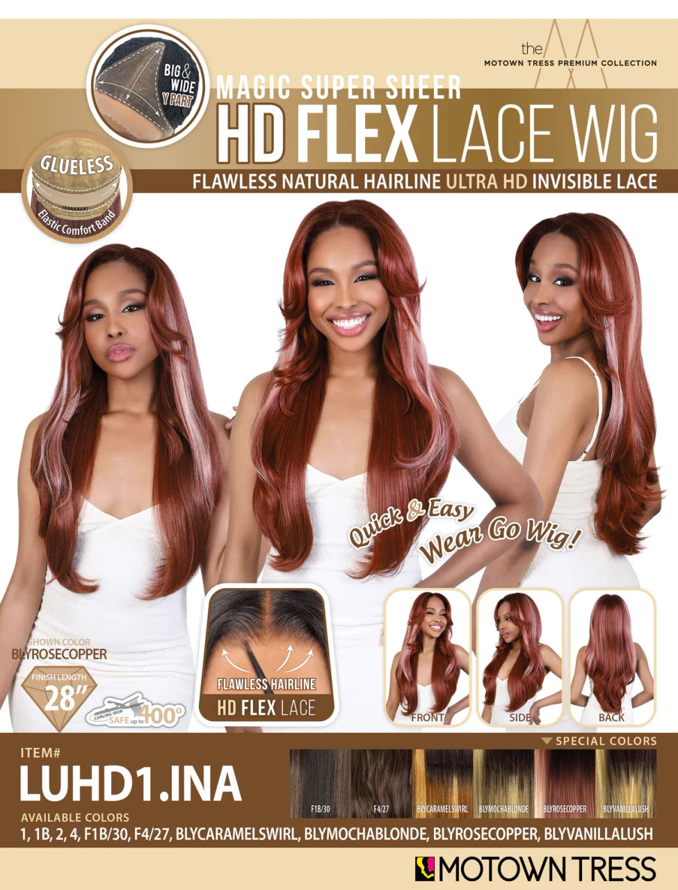 MOTOWN TRESS Magic Super Sheer HD Invisible Flex Lace Wig - LUHD1.INA - product image 6