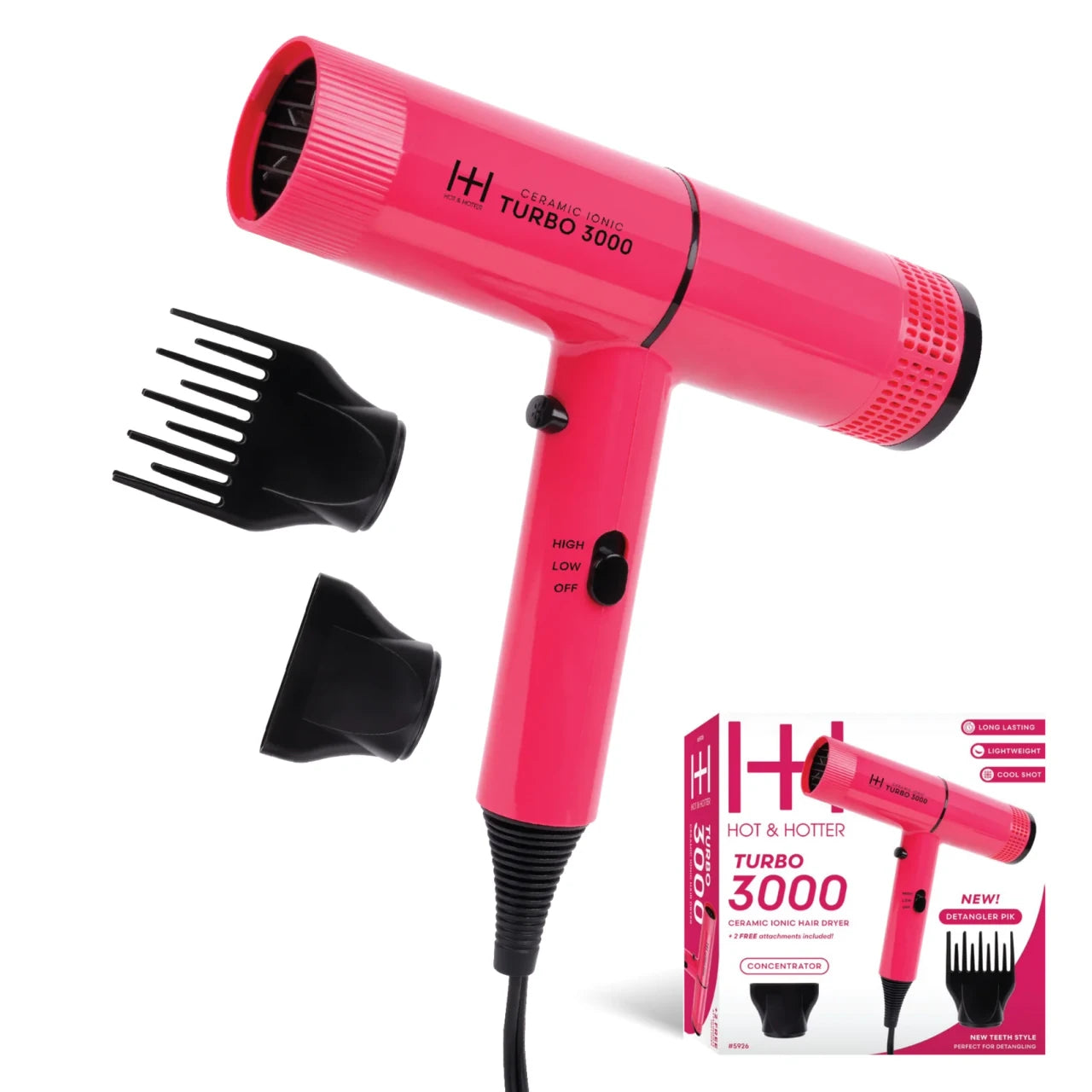 Annie Hot & Hotter Ceramic Turbo 3000 Hair Dryer (PINK)