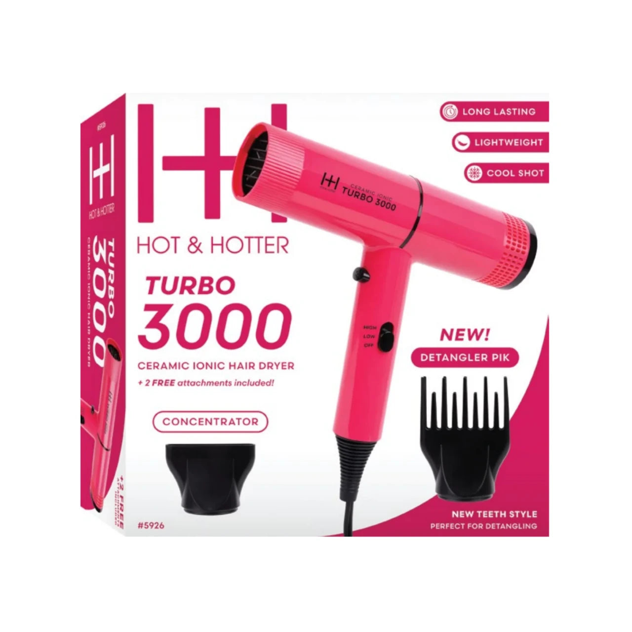 Annie Hot & Hotter Ceramic Turbo 3000 Hair Dryer (PINK) - product image 3
