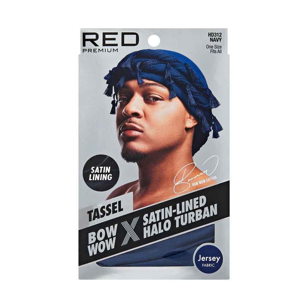 RED Satin-Lined Halo Turban (HD311 - HD316) - Variant JERSEY - Navy