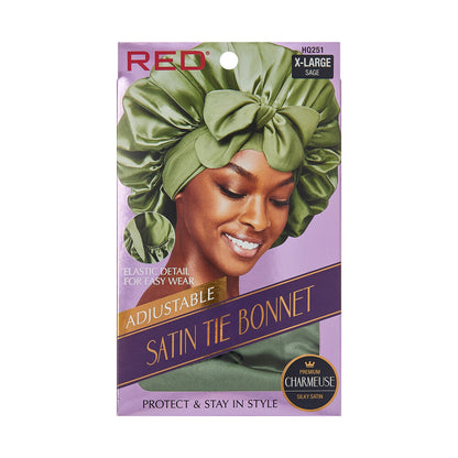 RED Adjustable Satin Tie Bonnet (HQ250-HQ255) - product image 2