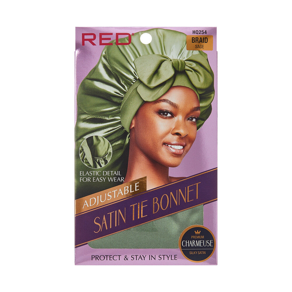 RED Adjustable Satin Tie Bonnet (HQ250-HQ255) - product image 5