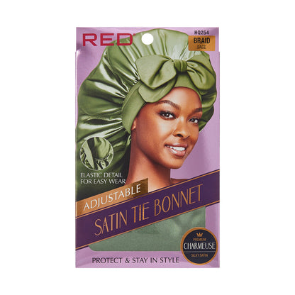 RED Adjustable Satin Tie Bonnet (HQ250-HQ255) - product image 5
