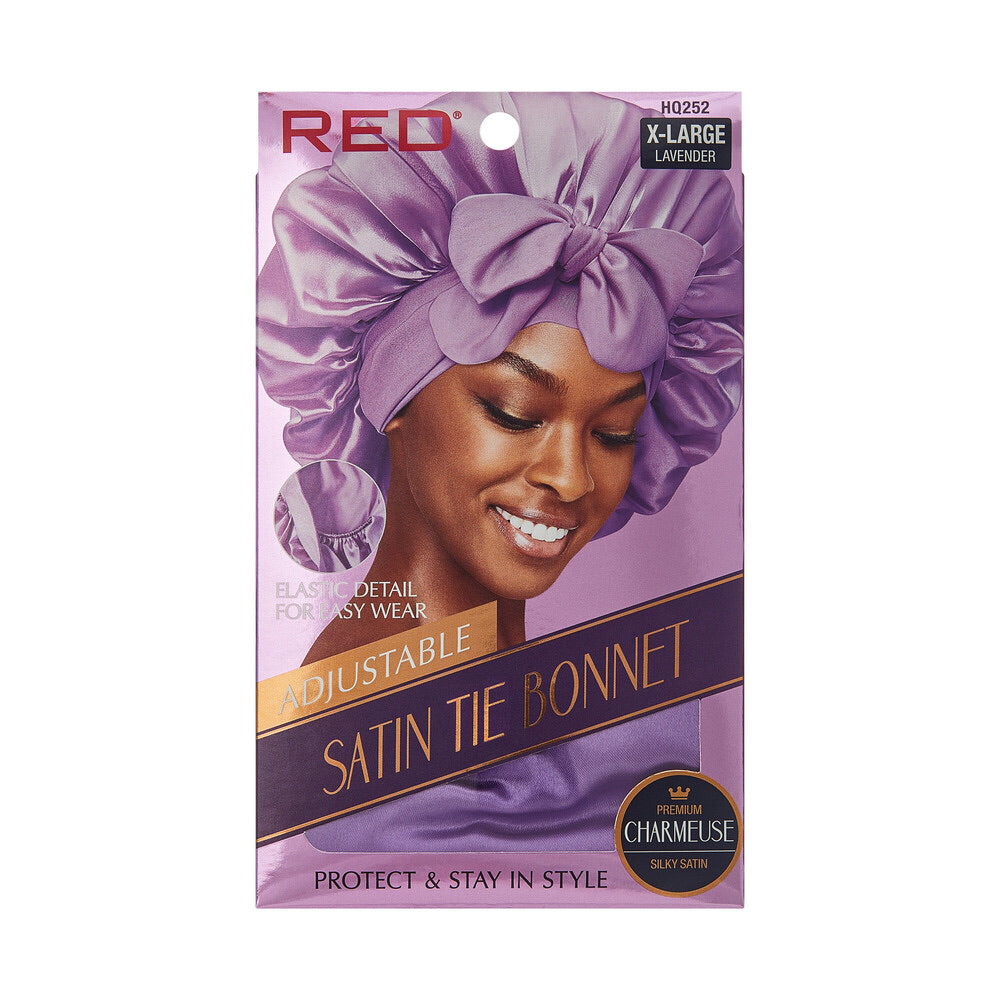 RED Adjustable Satin Tie Bonnet (HQ250-HQ255) - Variant X-Large / Lavender